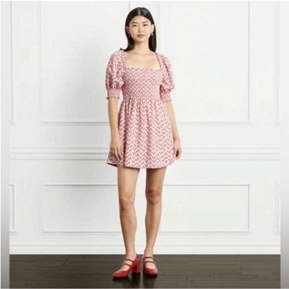 NWT HILL HOUSE The Athena Nap Dress Pink Spaced Floral Poly Crepe Size S - Picture 3 of 10